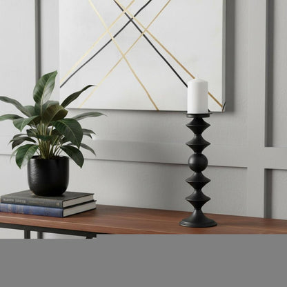 16" Black Metal Tabletop Pillar Candle Holder HomeRoots