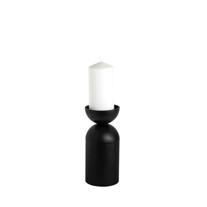 9" Black Metal Tabletop Pillar Candle Holder HomeRoots