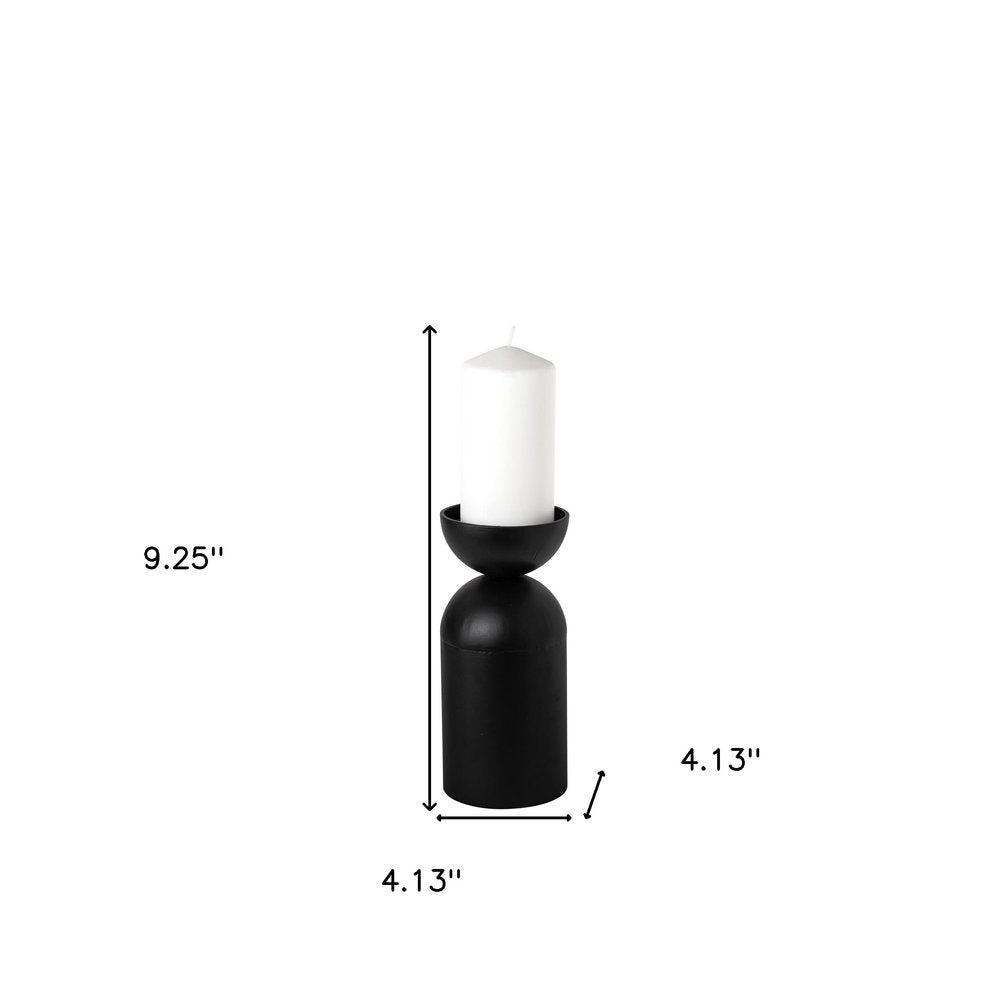 9" Black Metal Tabletop Pillar Candle Holder HomeRoots