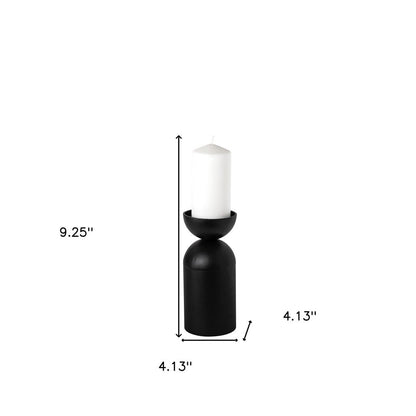9" Black Metal Tabletop Pillar Candle Holder HomeRoots