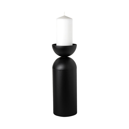 13" Black Metal Tabletop Pillar Candle Holder