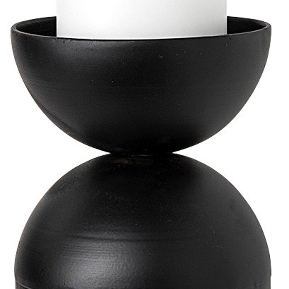 13" Black Metal Tabletop Pillar Candle Holder HomeRoots