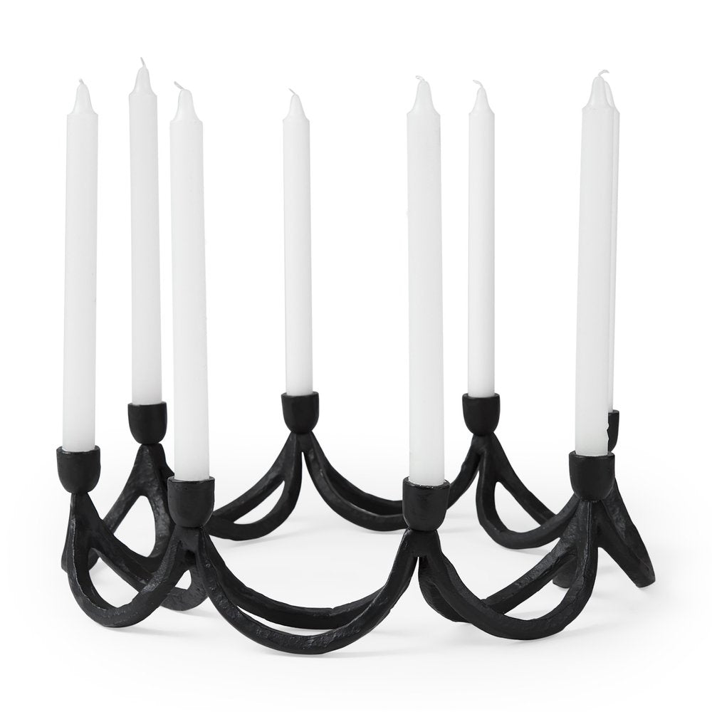 4" Black Abstract Metal Tabletop Candelabra Candle Holder — view 1
