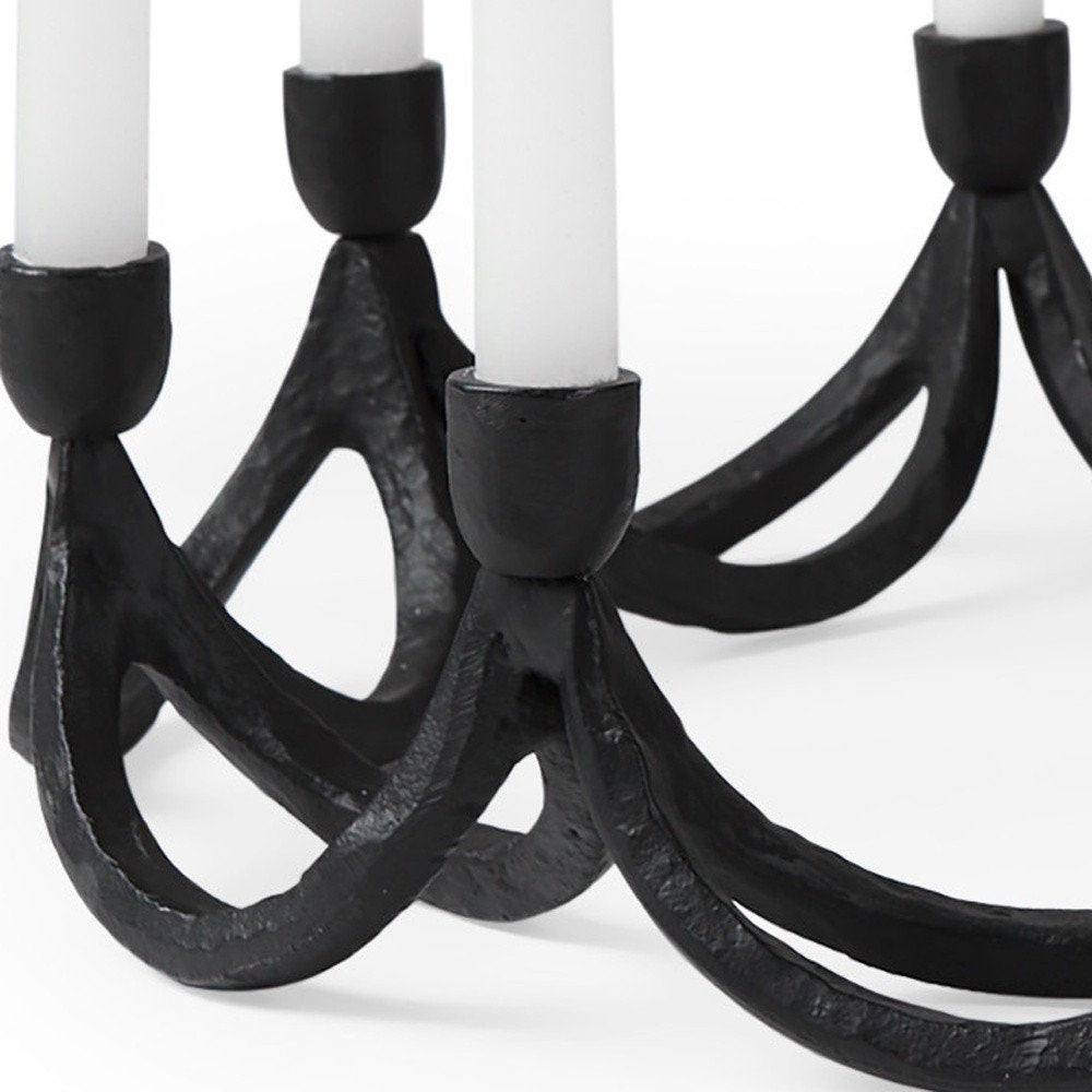 4" Black Abstract Metal Tabletop Candelabra Candle Holder — view 2