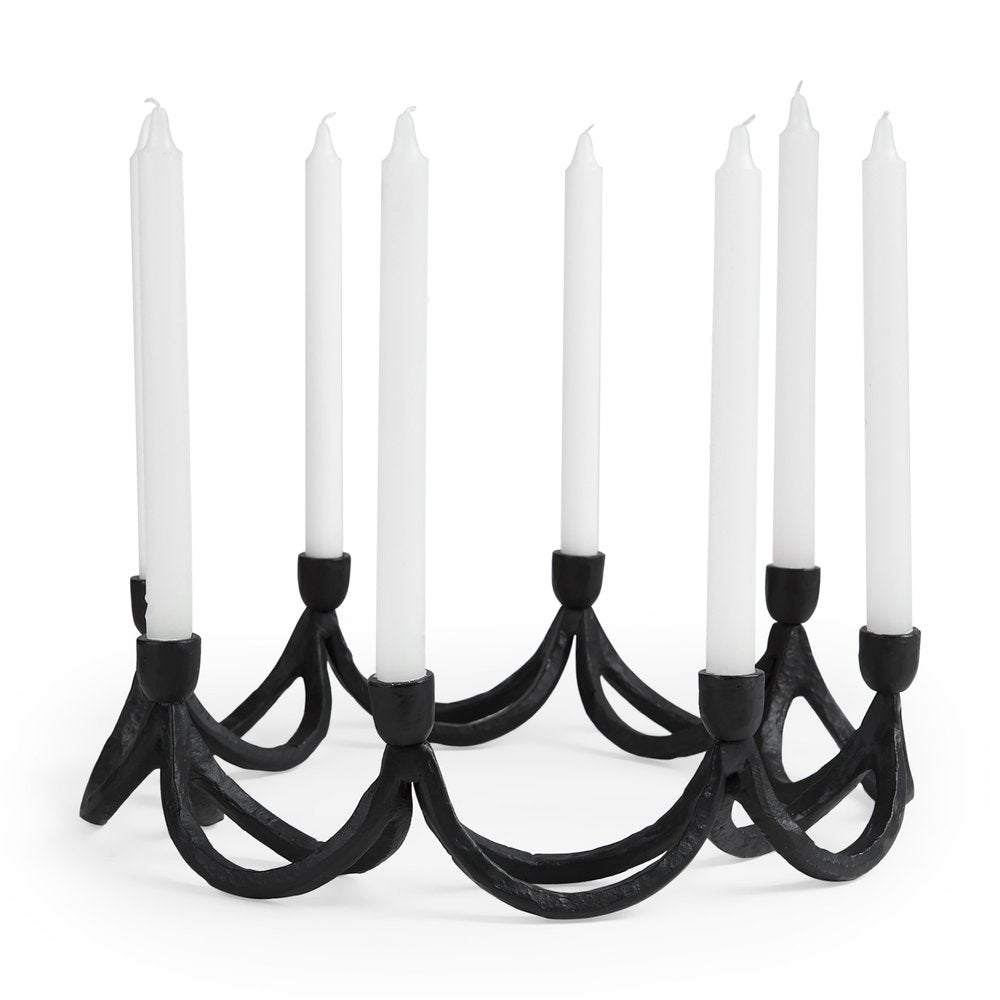 4" Black Abstract Metal Tabletop Candelabra Candle Holder — view 3