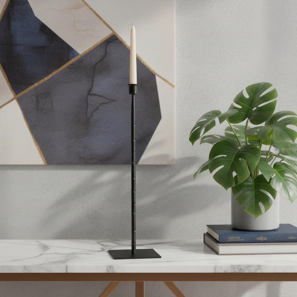 18" Black Metal Tabletop Taper Candlestick — view 5