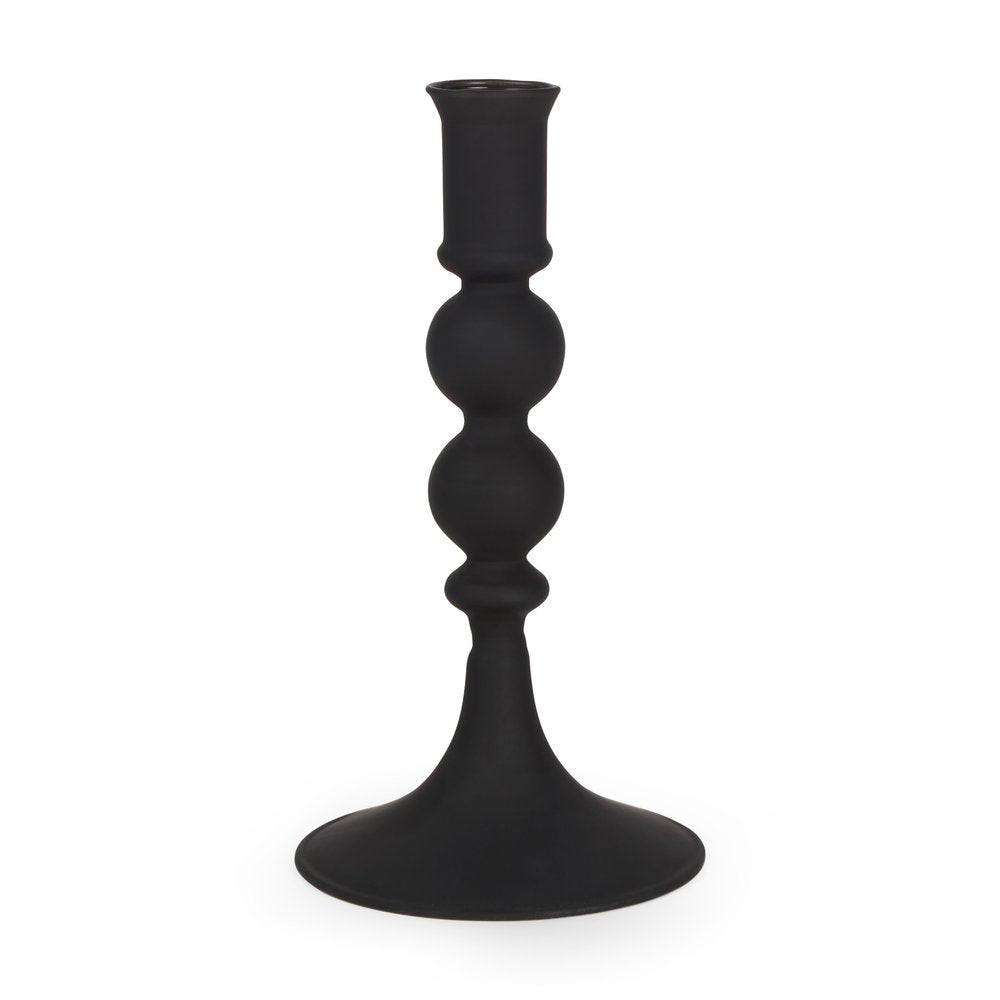 8" Black Glass Tabletop Taper Candlestick — view 1