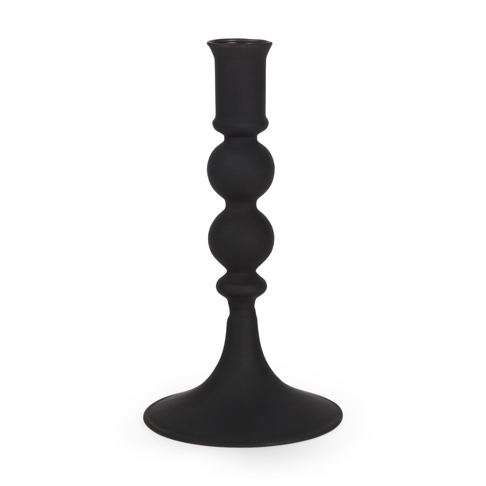 8" Black Glass Tabletop Taper Candlestick
