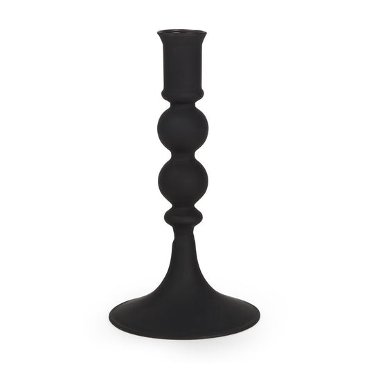 8" Black Glass Tabletop Taper Candlestick HomeRoots