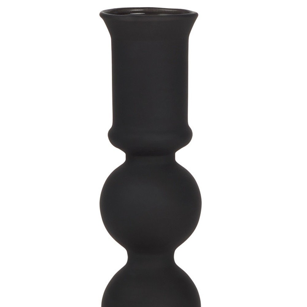 8" Black Glass Tabletop Taper Candlestick HomeRoots