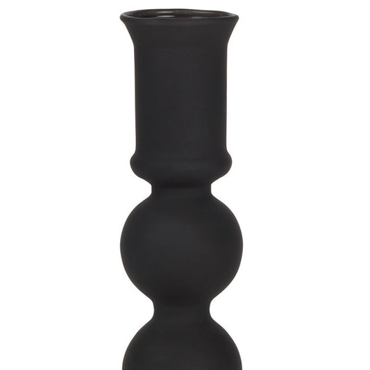 8" Black Glass Tabletop Taper Candlestick HomeRoots