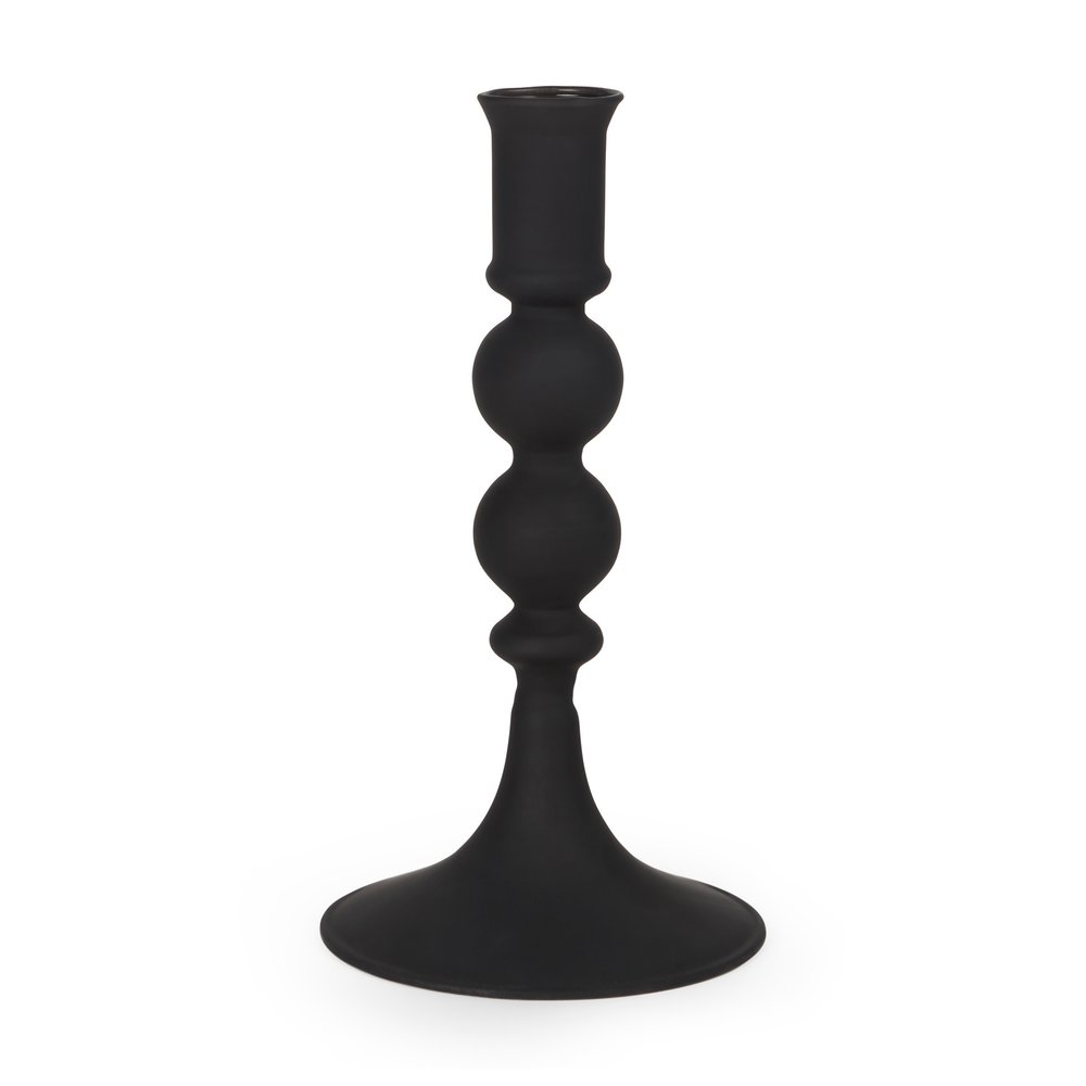 8" Black Glass Tabletop Taper Candlestick HomeRoots