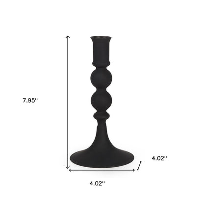 8" Black Glass Tabletop Taper Candlestick HomeRoots