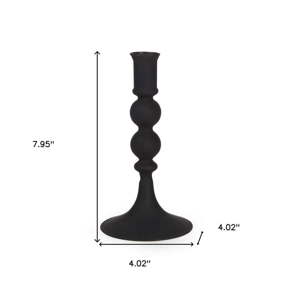 8" Black Glass Tabletop Taper Candlestick — view 4