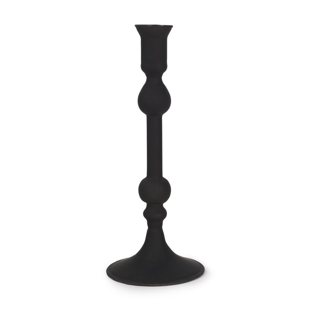 10" Black Glass Tabletop Taper Candlestick — view 1