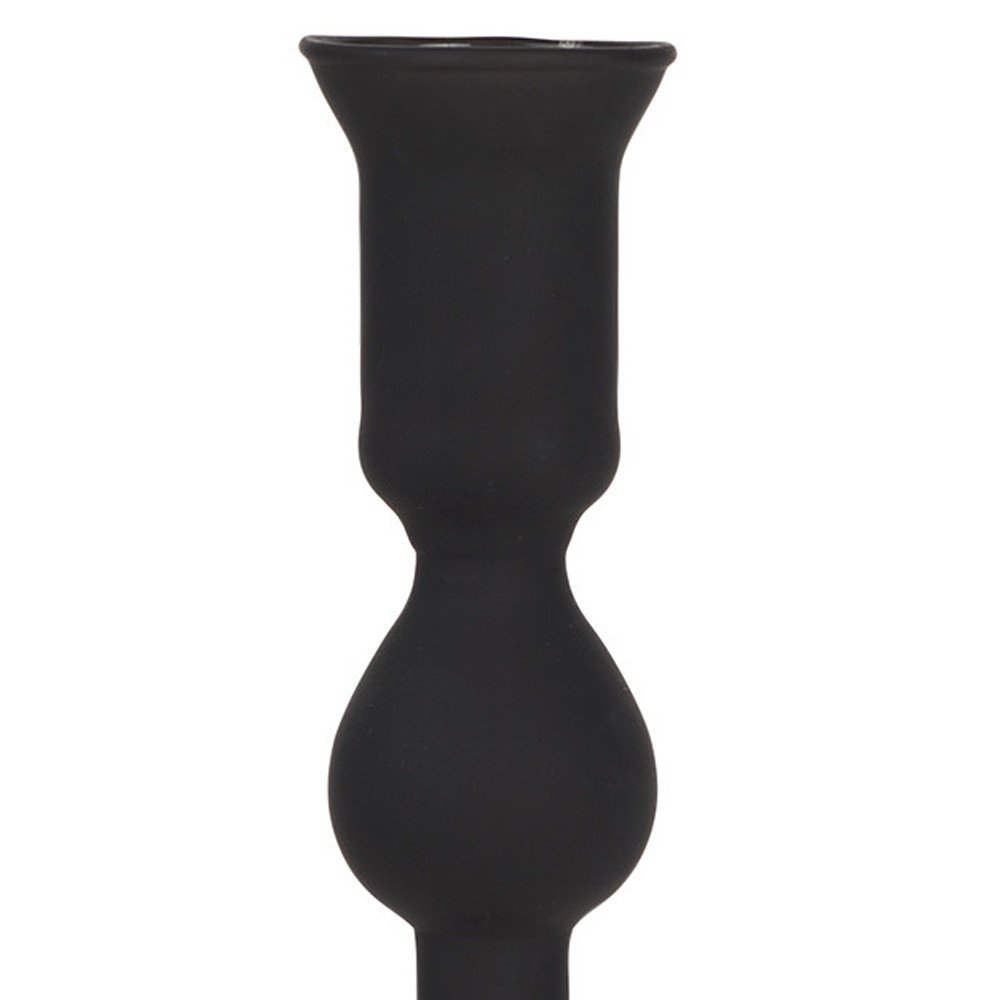 10" Black Glass Tabletop Taper Candlestick — view 2