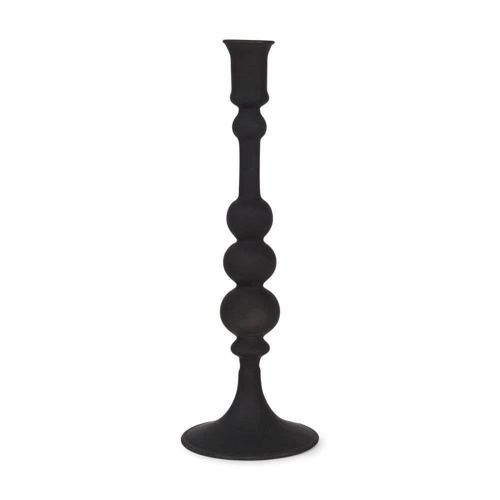 12" Black Glass Tabletop Taper Candlestick HomeRoots