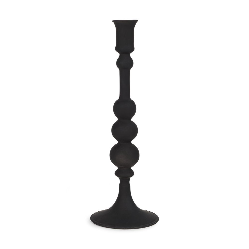 12" Black Glass Tabletop Taper Candlestick HomeRoots