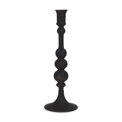12" Black Glass Tabletop Taper Candlestick HomeRoots