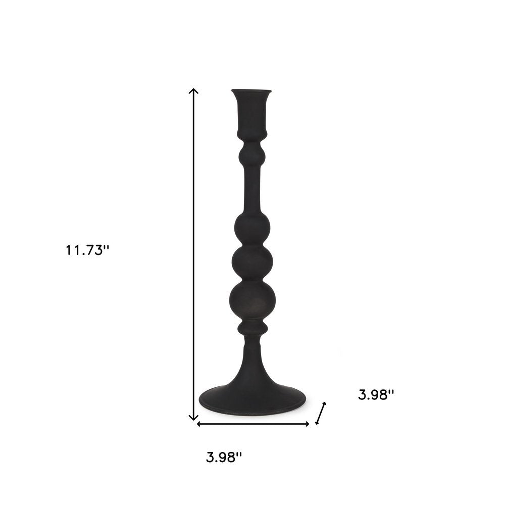 12" Black Glass Tabletop Taper Candlestick HomeRoots