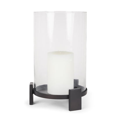 14" Black Metal Abstract Tabletop Hurricane Candle Holder HomeRoots
