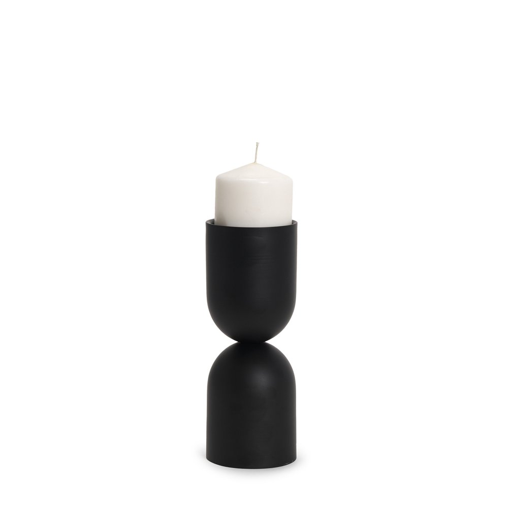 9" Black Metal Tabletop Pillar Candle Holder — view 1
