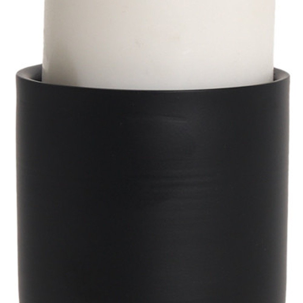 9" Black Metal Tabletop Pillar Candle Holder HomeRoots