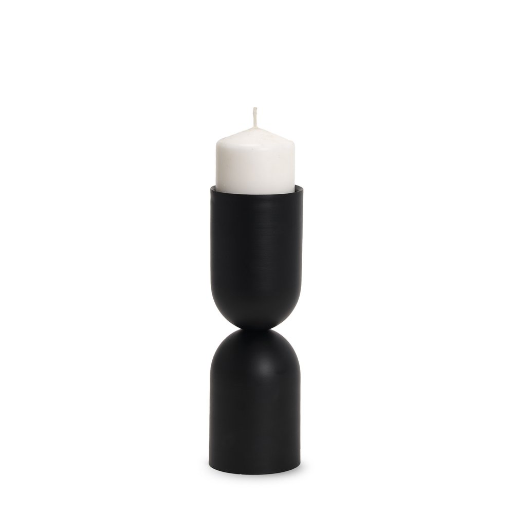 11" Black Metal Tabletop Pillar Candle Holder — view 1