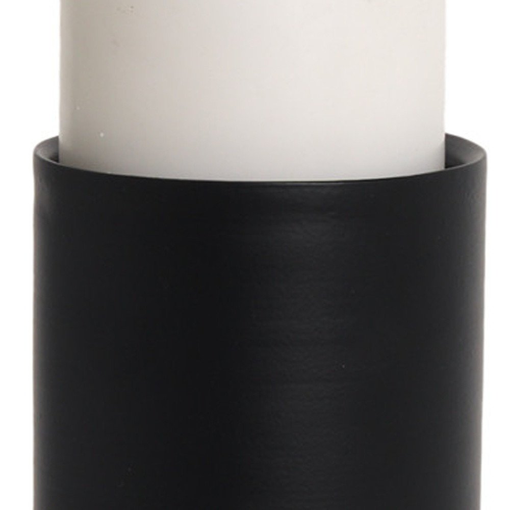 11" Black Metal Tabletop Pillar Candle Holder HomeRoots