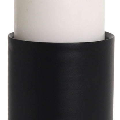 11" Black Metal Tabletop Pillar Candle Holder HomeRoots