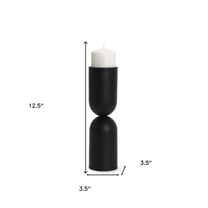 13" Black Metal Tabletop Pillar Candle Holder HomeRoots