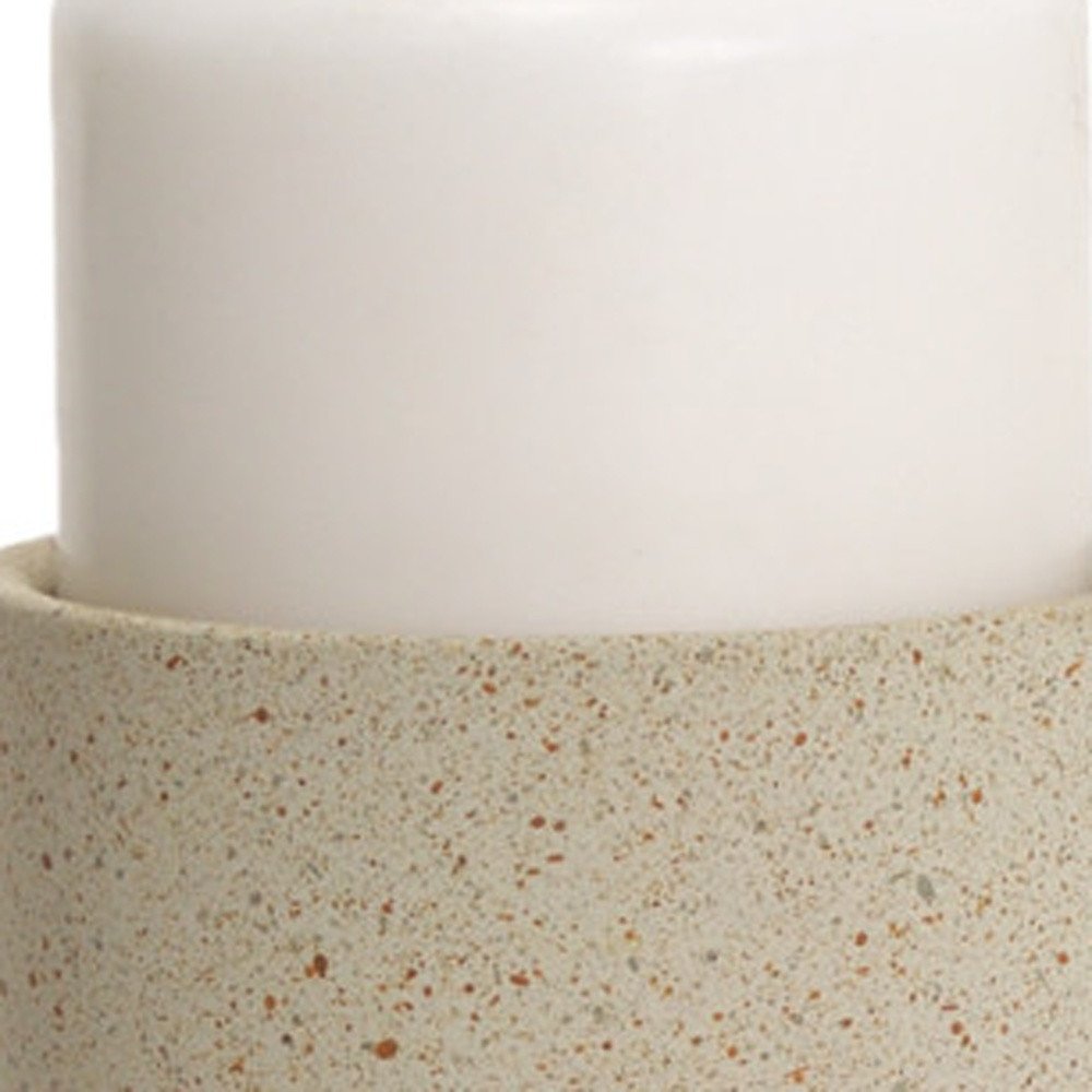 9" Beige Metal Tabletop Pillar Candle Holder HomeRoots