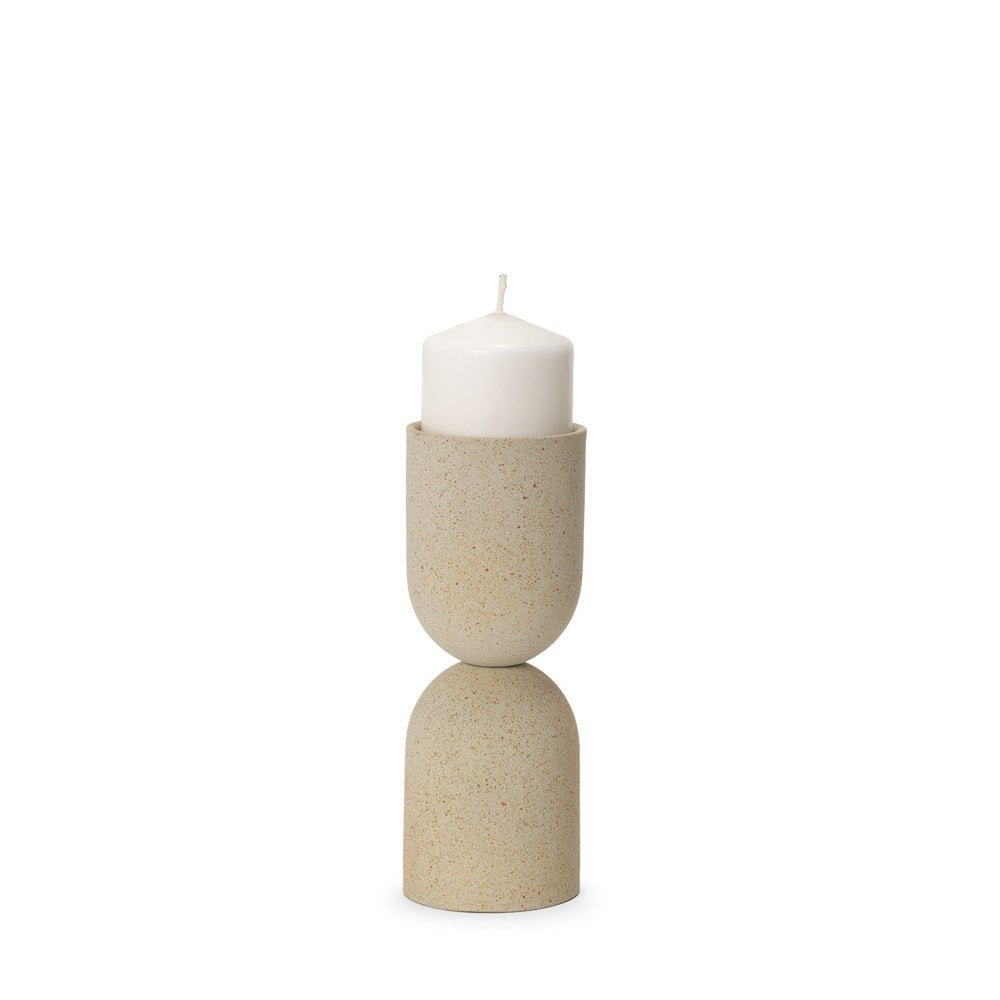 9" Beige Metal Tabletop Pillar Candle Holder — view 3