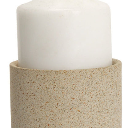 11" Beige Metal Tabletop Pillar Candle Holder HomeRoots