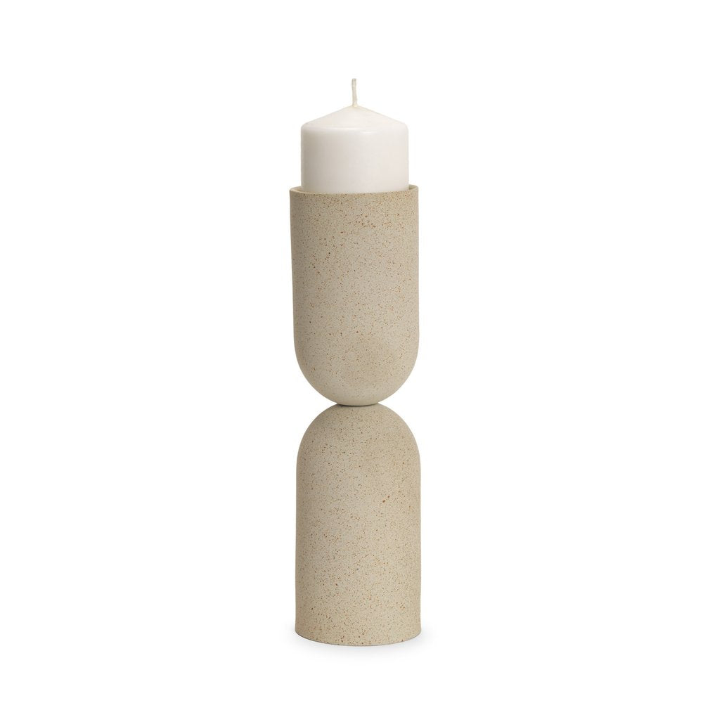 13" Beige Metal Abstract Tabletop Candle Holder HomeRoots