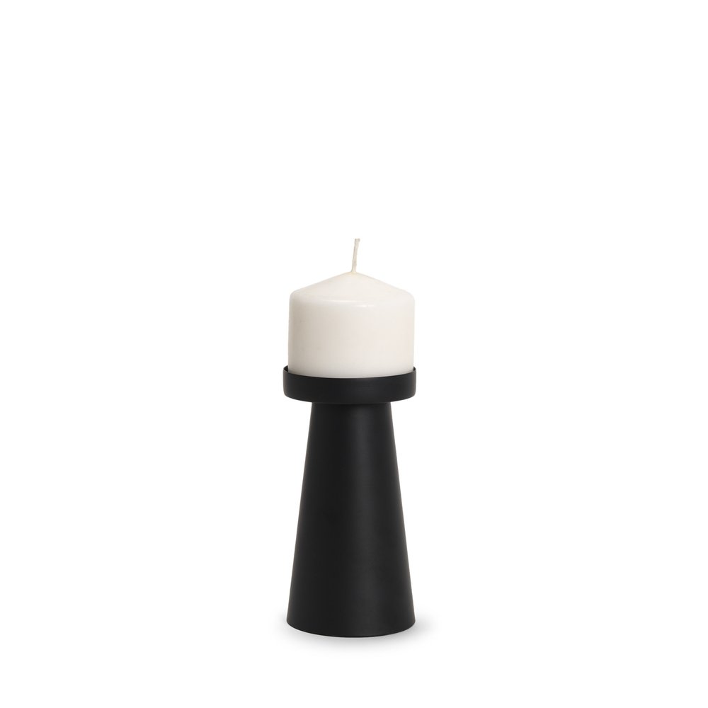 6" Black Metal Tabletop Pillar Candle Holder HomeRoots