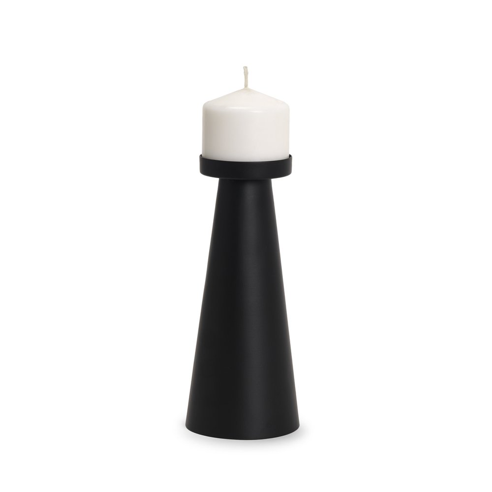 10" Black Metal Tabletop Pillar Candle Holder — view 1