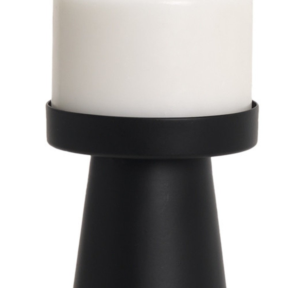 10" Black Metal Tabletop Pillar Candle Holder HomeRoots