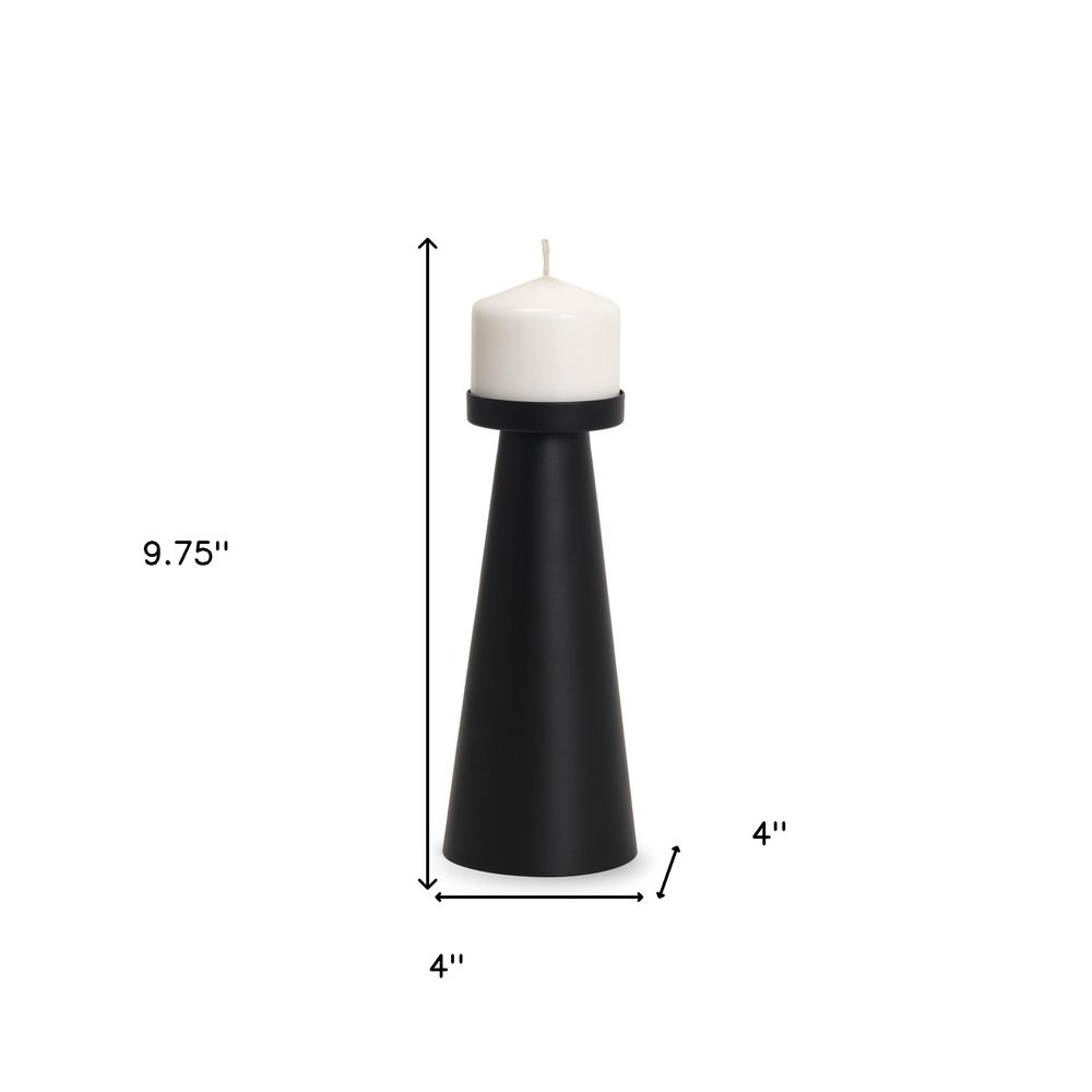 10" Black Metal Tabletop Pillar Candle Holder — view 4