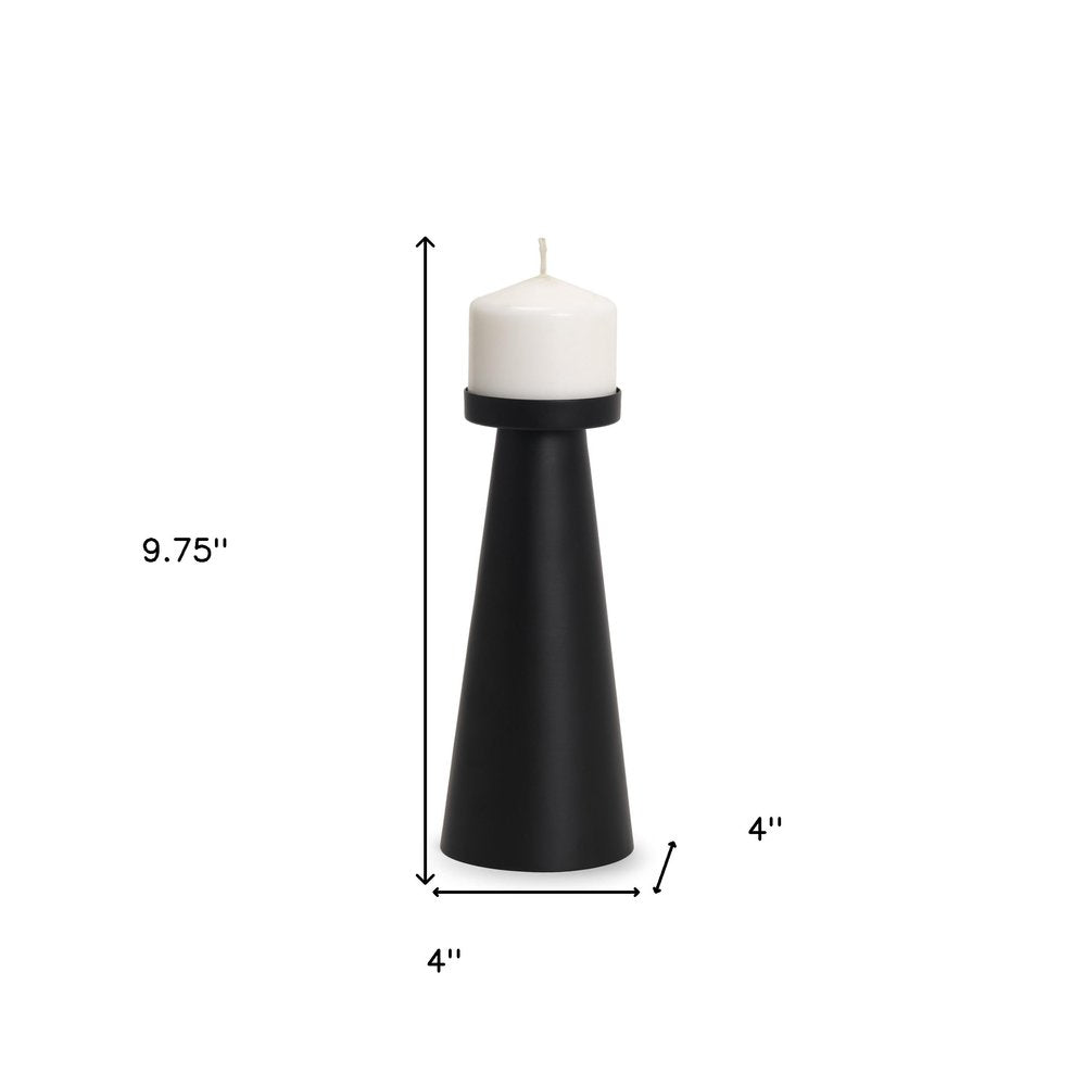 10" Black Metal Tabletop Pillar Candle Holder HomeRoots