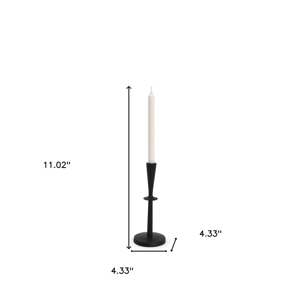 11" Black Metal Tabletop Taper Candlestick HomeRoots