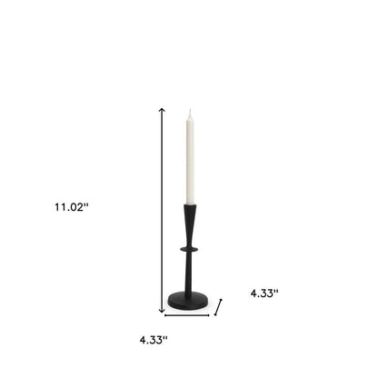 11" Black Metal Tabletop Taper Candlestick HomeRoots