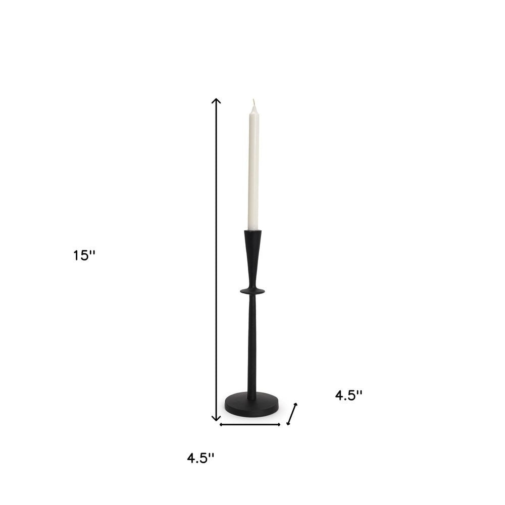 15" Black Metal Abstract Tabletop Candle Holder HomeRoots