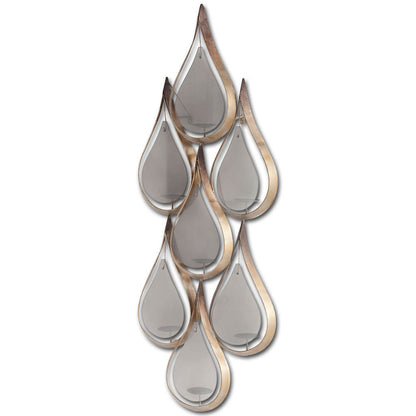 52" Gold And Gray Distressed Geometric Glass And Iron Wall Sconce Candle Holder HomeRoots