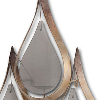 52" Gold And Gray Distressed Geometric Glass And Iron Wall Sconce Candle Holder HomeRoots