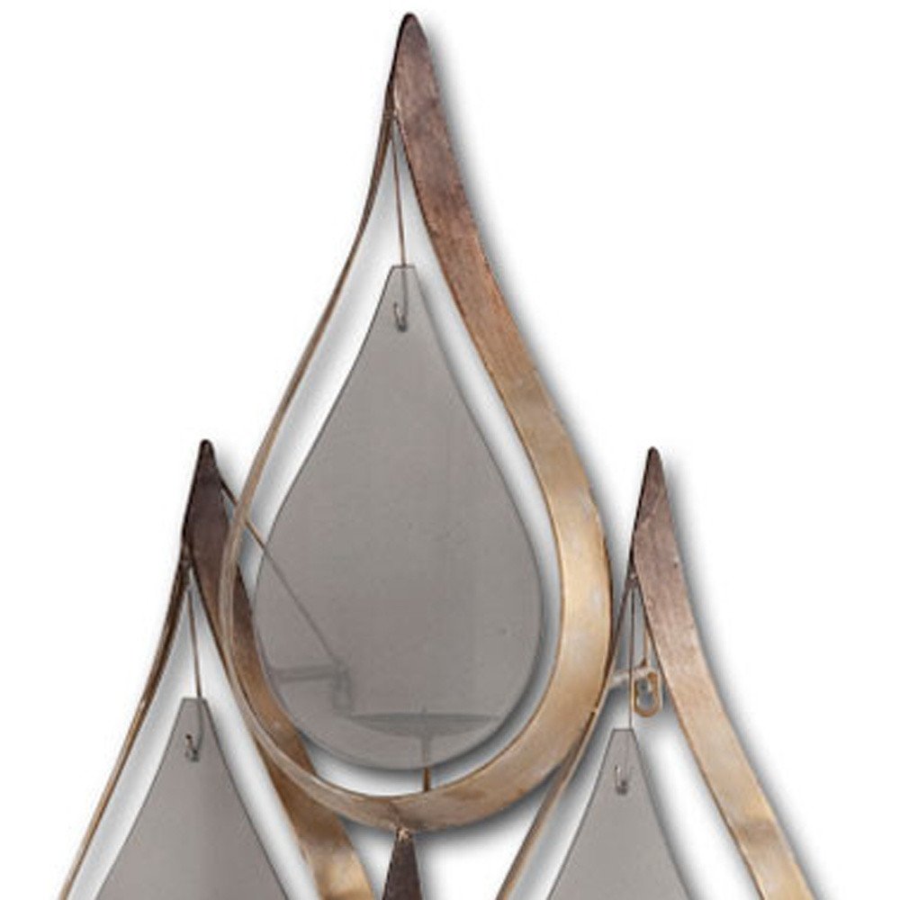 52" Gold And Gray Distressed Geometric Glass And Metal Wall Sconce Candle Holder HomeRoots