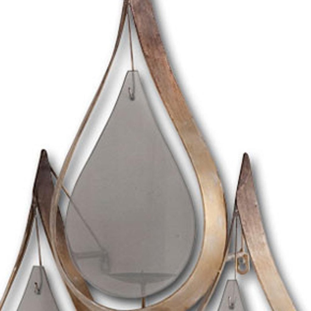 52" Gold And Gray Distressed Geometric Glass And Iron Wall Sconce Candle Holder HomeRoots