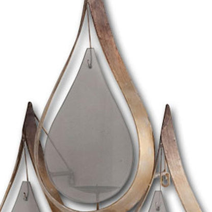 52" Gold And Gray Distressed Geometric Glass And Iron Wall Sconce Candle Holder HomeRoots