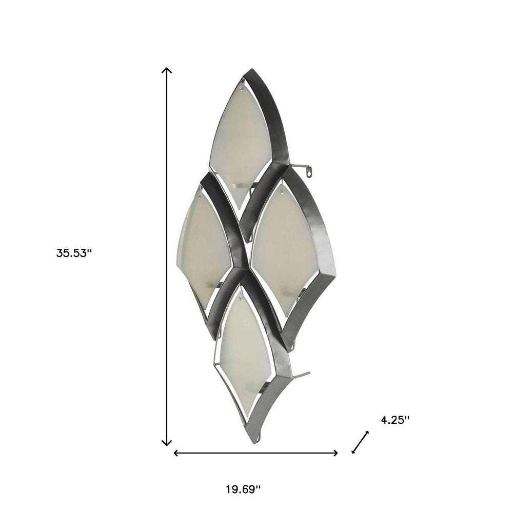 36" Gray And Silver Geometric Glass And Metal Wall Sconce Candle Holder HomeRoots