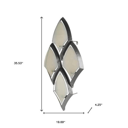 36" Gray And Silver Geometric Glass And Metal Wall Sconce Candle Holder HomeRoots